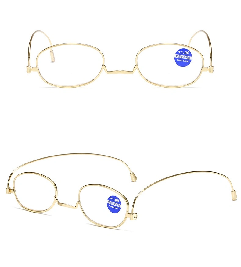Thin as a Piece of Paper Multi Focus Progressive Metal Full Rim Foldable Anti Blue Light Blocking Reading Glasses