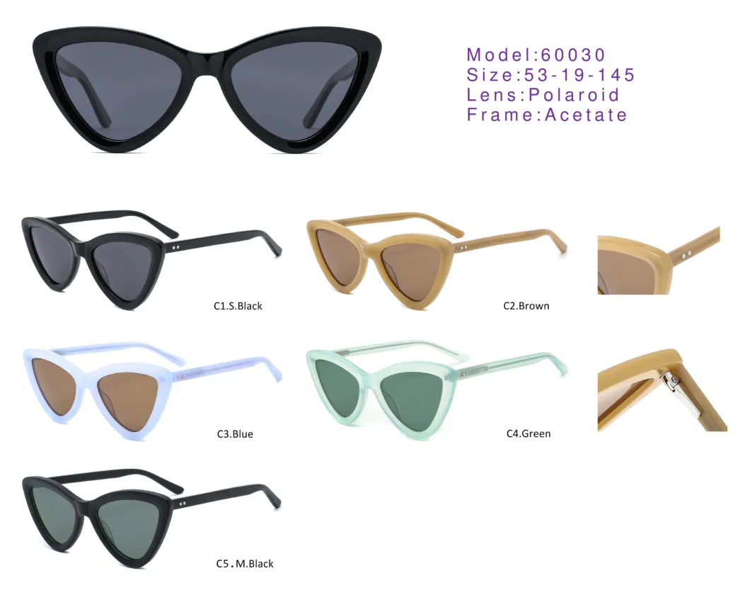 Designer Vintage Triangle Shape Shades Acetate Men Women Colorful Sunglasses