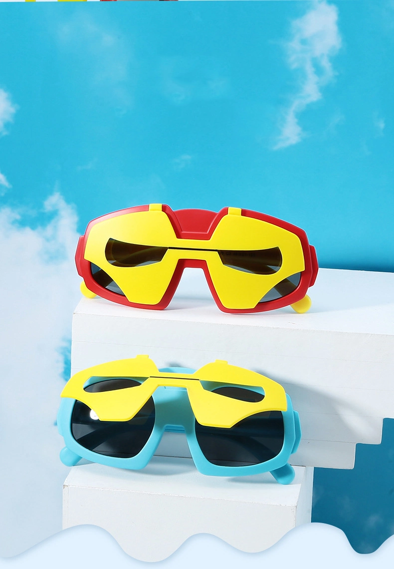 New Children&prime;s Polarized Sunglasses Boys and Girls Cartoon Soft Silicone Sunscreen Sunglasses Iron Man Kids Glasses