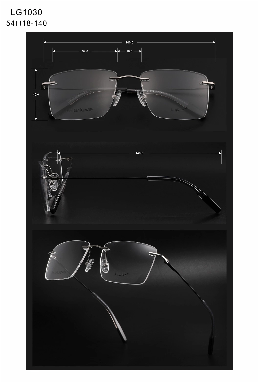 Commercial Rectangular B-Titanium Frame Luxurious Optical Eyewear