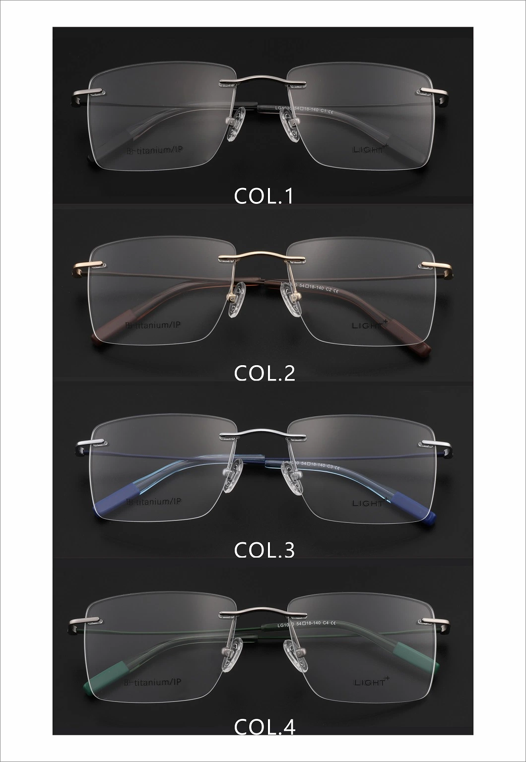 Commercial Rectangular B-Titanium Frame Luxurious Optical Eyewear