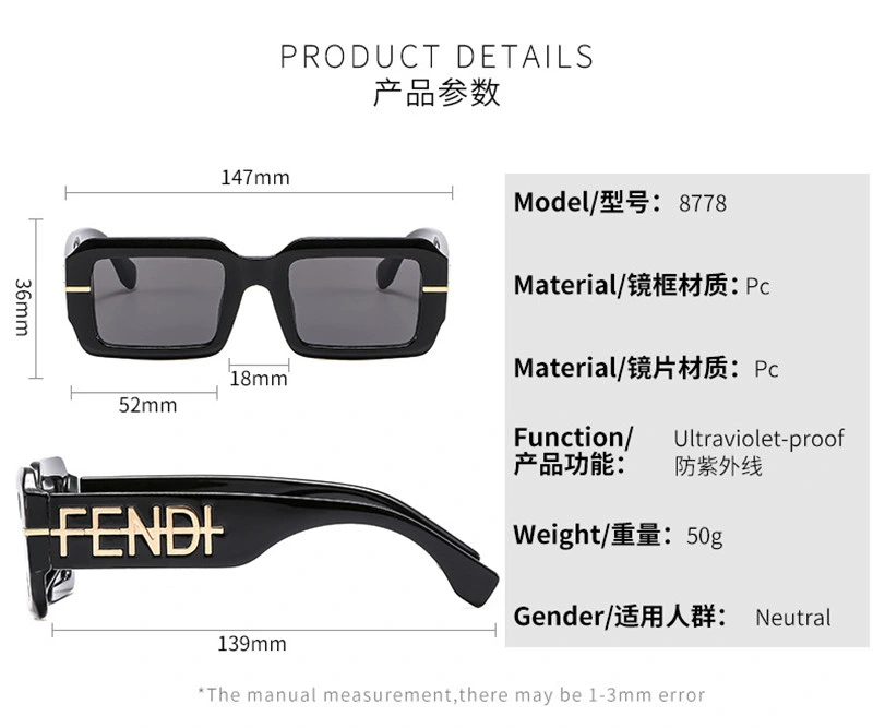 Classic Square Sunglasses Women Men Brand Designer Sun Glasses Popular Gradient Outdoor Eyewear UV400 Letter Unisex Sunglasses