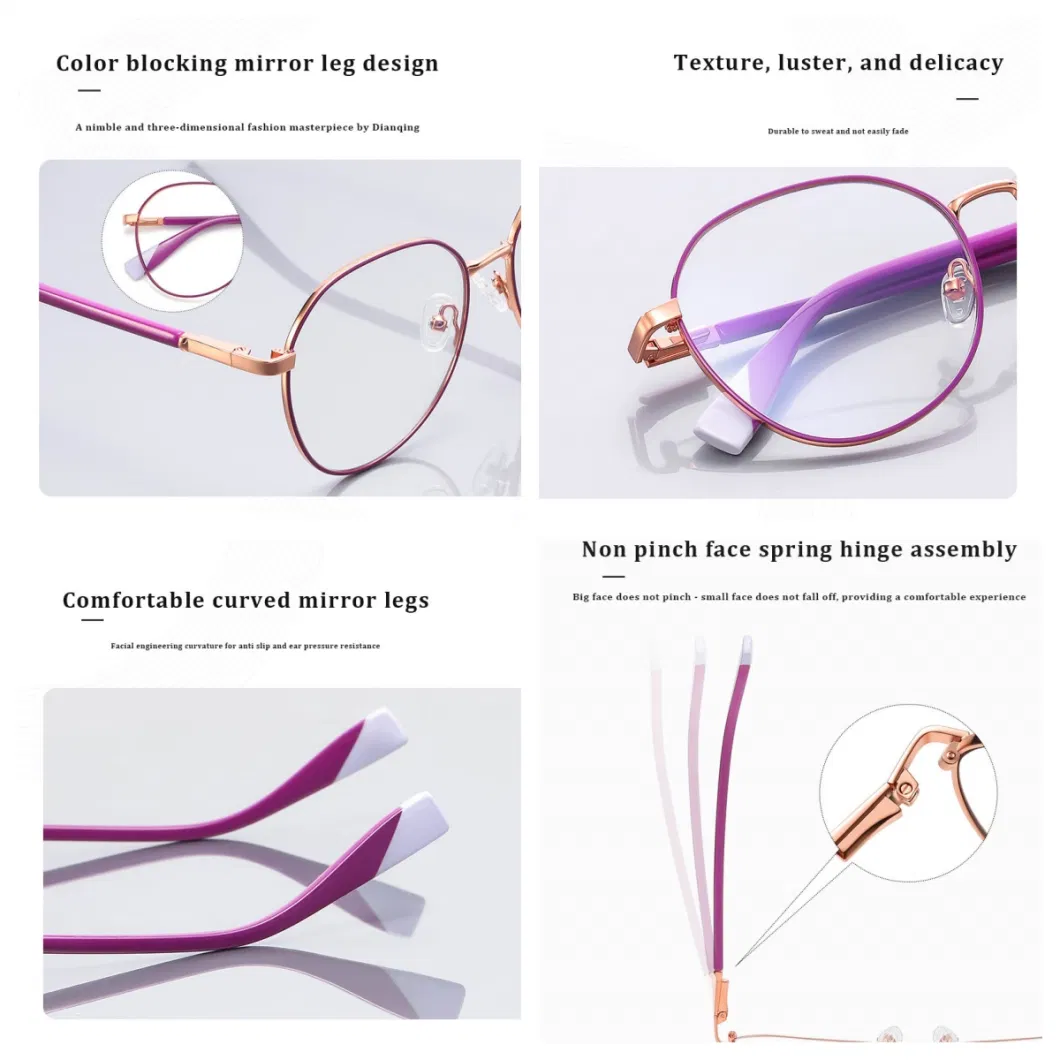 2024 New Classical Progressive Fashion Candy Colors Custom Logo Oval Metal Frame PC Lens Blue Light Blocking Reading Glasses