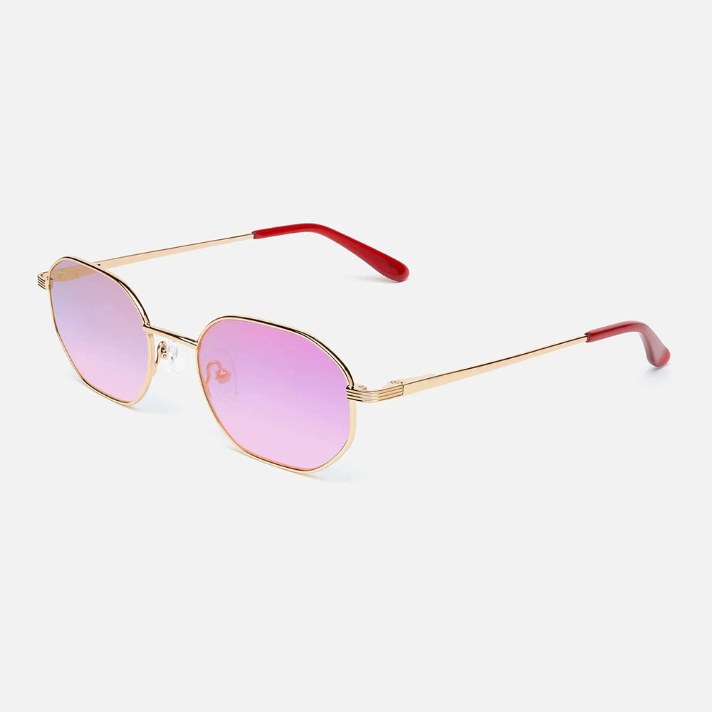 Yeetian Wholesale Luxurious Gold Thin Rim Pink Coating Polarized Custom Sunglasses Men