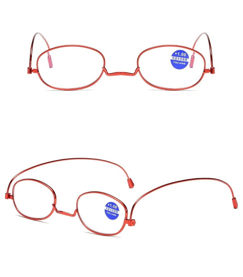 Thin as a Piece of Paper Multi Focus Progressive Metal Full Rim Foldable Anti Blue Light Blocking Reading Glasses