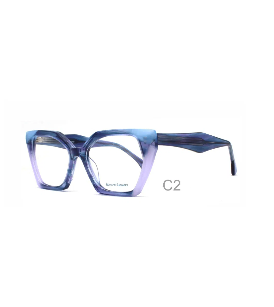 Women Funky Cat Eye Lamination Acetate Eyewear Frames