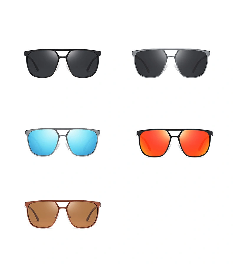 Vintage Brand Designer Men Polarized Sunglasses Retro Square Aluminum Magnesium Sun Glasses