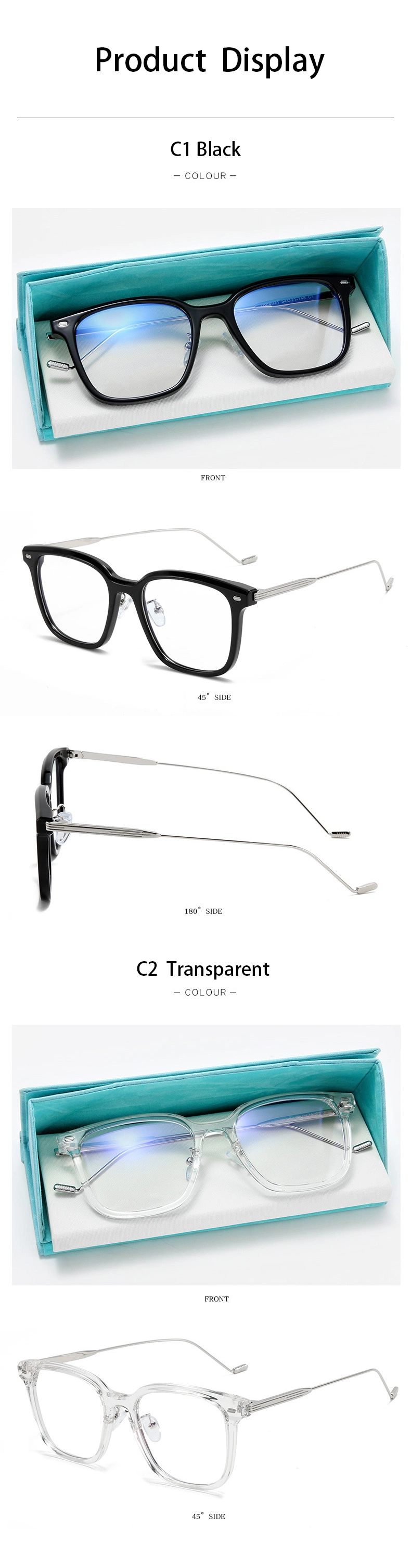 New Fashion Custom High Quality Trendy Eyewear Acetate Metal Woman Optical Glasses Tr90 Frames