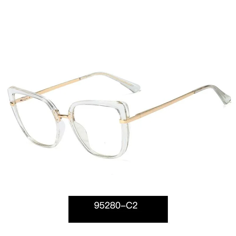 Ready Goods Retro Ladies Optical Frames Tr90 Spring Metal Temples Face-Lift Anti-Blue Myopia Glasses