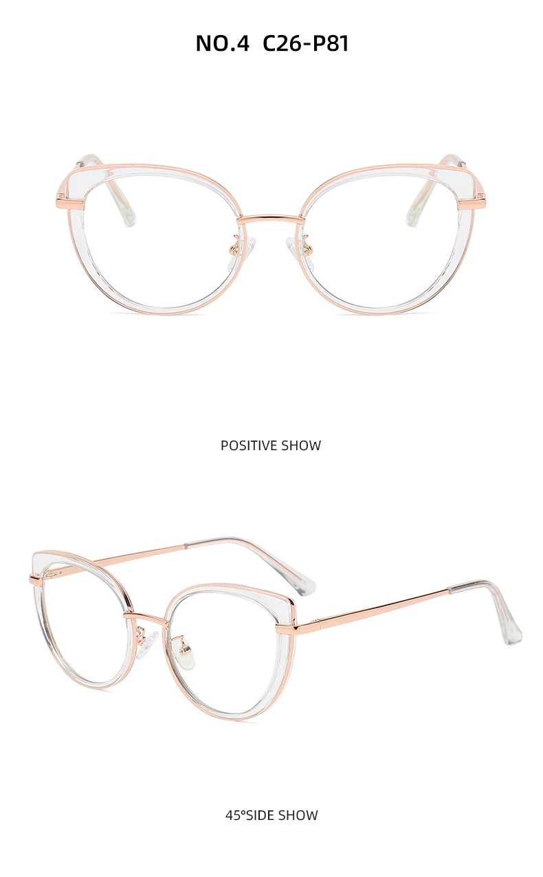 2023 New Design Hot Selling Anti Blue Light Blocking Cat Eye Wholesale Computer Retro Fashion Trendy Fancy Tr90 Optical Glasses