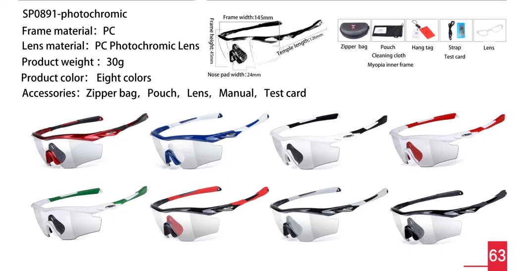 Polarized Bicycle Photochromic Unisex Eyewear Fashion Sport Sunglasses off-Road Sports Glasses