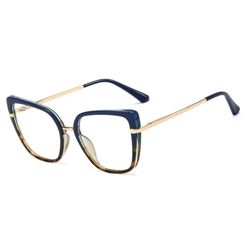 Ready Goods Retro Ladies Optical Frames Tr90 Spring Metal Temples Face-Lift Anti-Blue Myopia Glasses