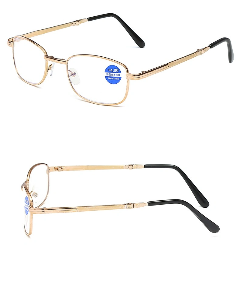 2020 Classic Fashion Pocket Portable Metal Ce Men Funny Presbyopic Glasses Flexible Adjustable Folding Reading Glasses with Case