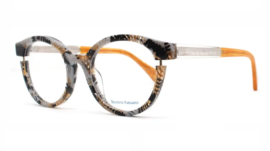 Fancy Fashion Combinated Acetate with Metal Foil Decorate Frames