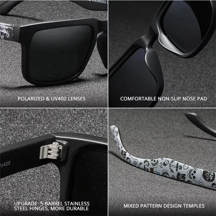 Unisex PC Frame UV400 Mirrored Men Square Sport, Polarized Sunglasses