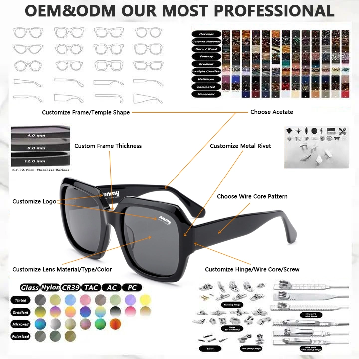 New Luxury Designer Acetate Frames Sunglass Gafas De Sol Sun Glass Polarized Shades Custom Women and Men Sunglasses