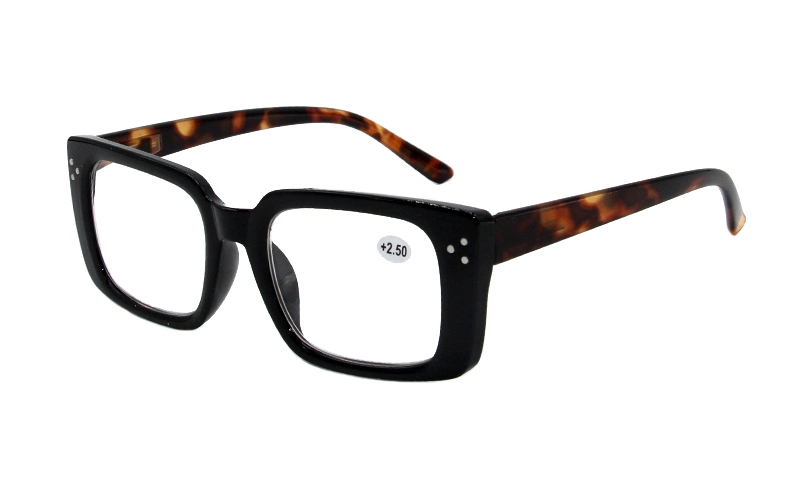 Classic Style Rectangular Tortoise Shell Temples Spring Hinge Reading Glasses