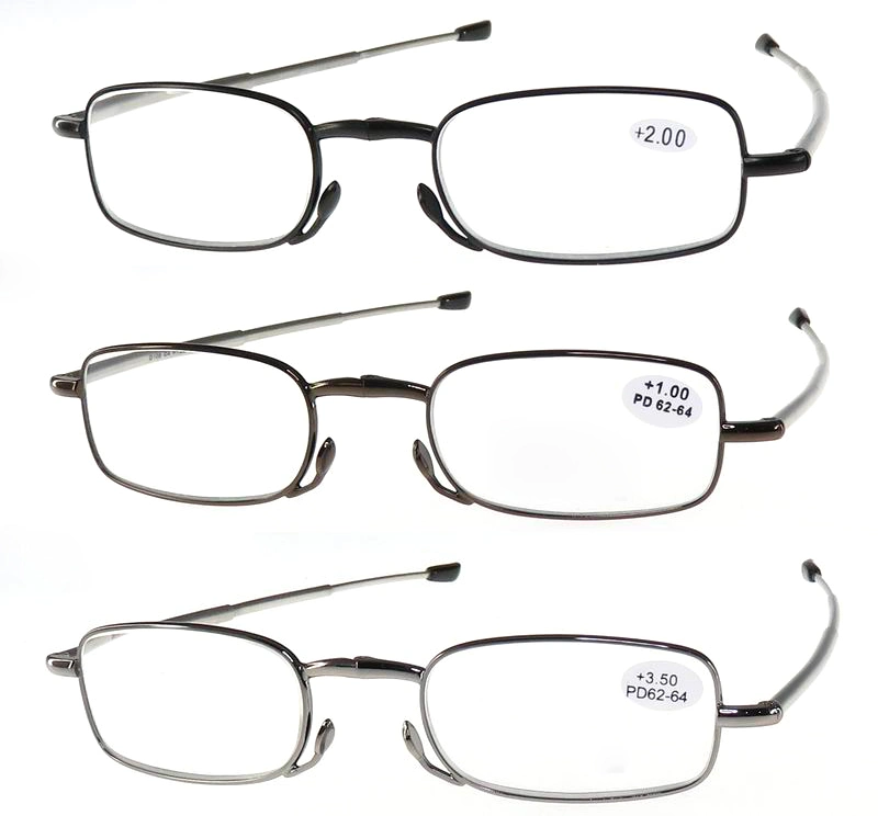 Fashion Metal Full Frame +2.00 Reading Glasses Unisex Portable Folding Reading Glasses