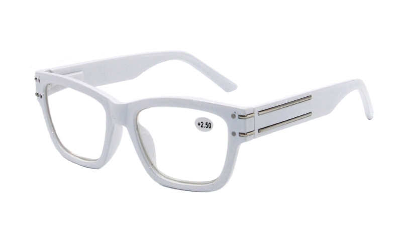 Square Wide Metal Line Trim Temples Spring Hinge Reading Glasses