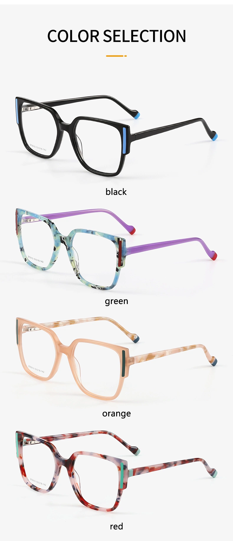 Z70012 Wholesale New Design Eyeglasses Spectacles Optical Acetate Eyewear Frame