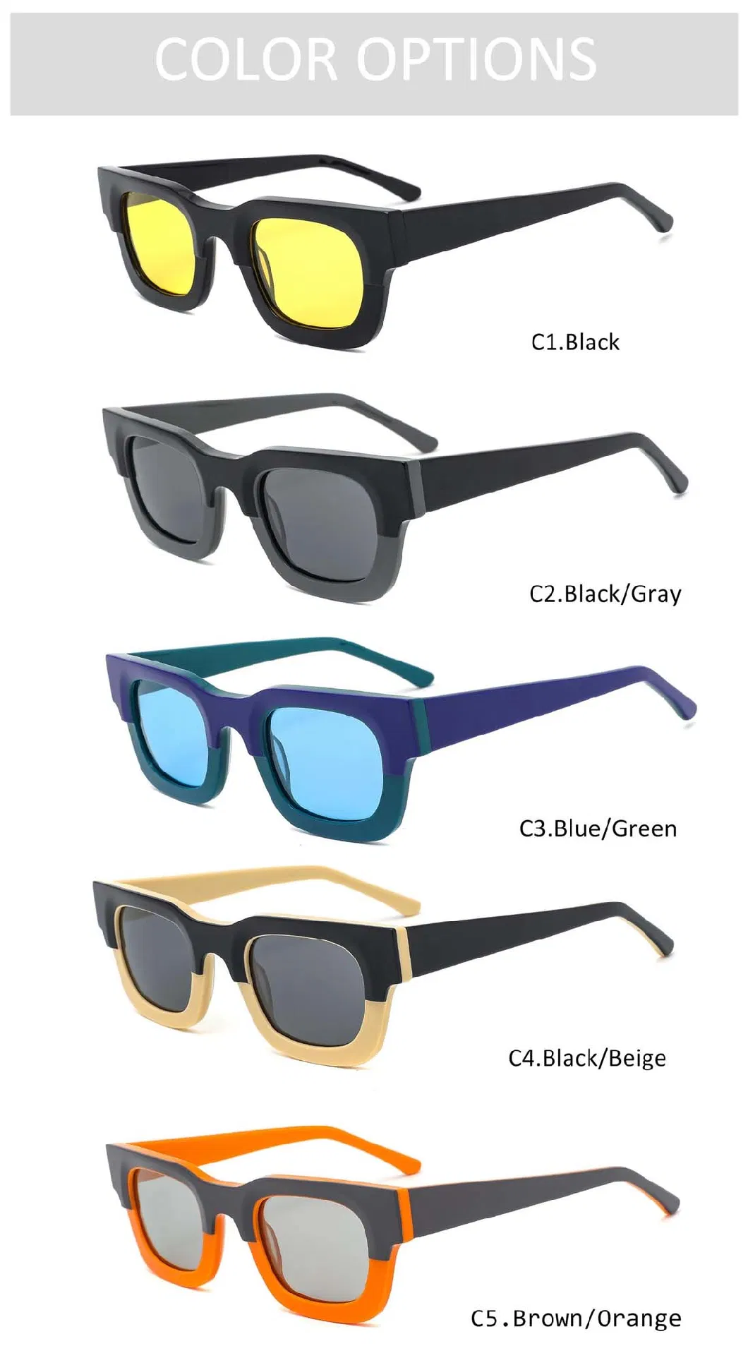 Gd New Trendy Beautiful Design Acetate Colorful Sunglasses for Men and Women Fashionable Designer Style Sunglasses