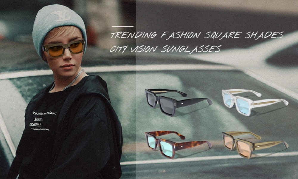 Yeetian Bevel Design Square Clear Transparent Luxury Acetate Sunglasses Men