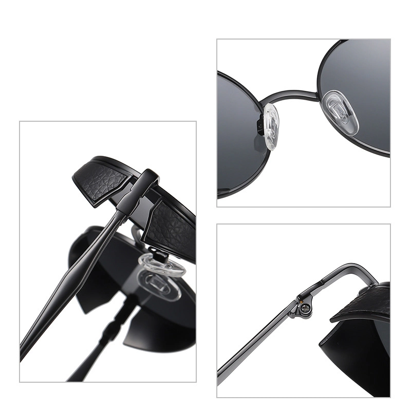 Luxury Metal Sunglasses Unisex Round Sun Glasses Steampunk Polarized Glasses 3362