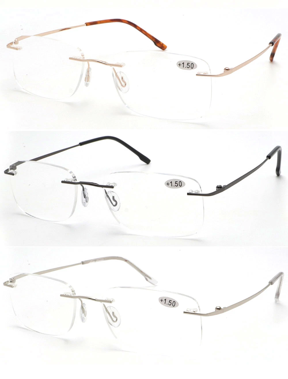 High Quality Rimless Reading Glasses Anti Blue Light Fashion Metal Reading Glasses Unisex in Stock