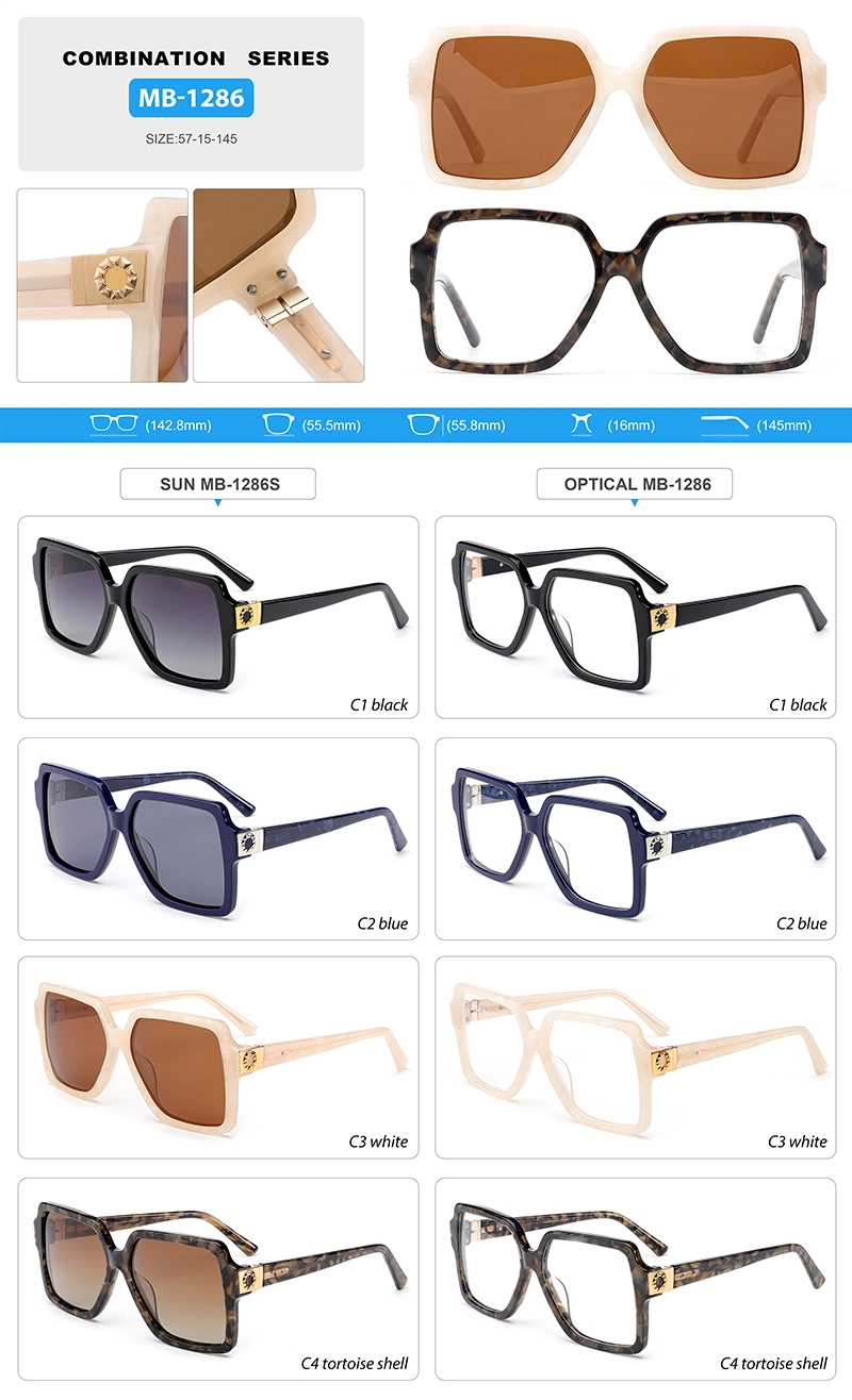 Fashion Oversize Acetate Factory Popular for Women Modern Design Optical Frame