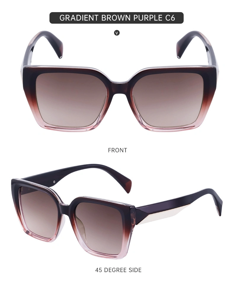 European and American Fashion Box Sunglasses Female Trend Personality Wide Mirror Legs Sun Protection Sunglasses Wholesale for Women