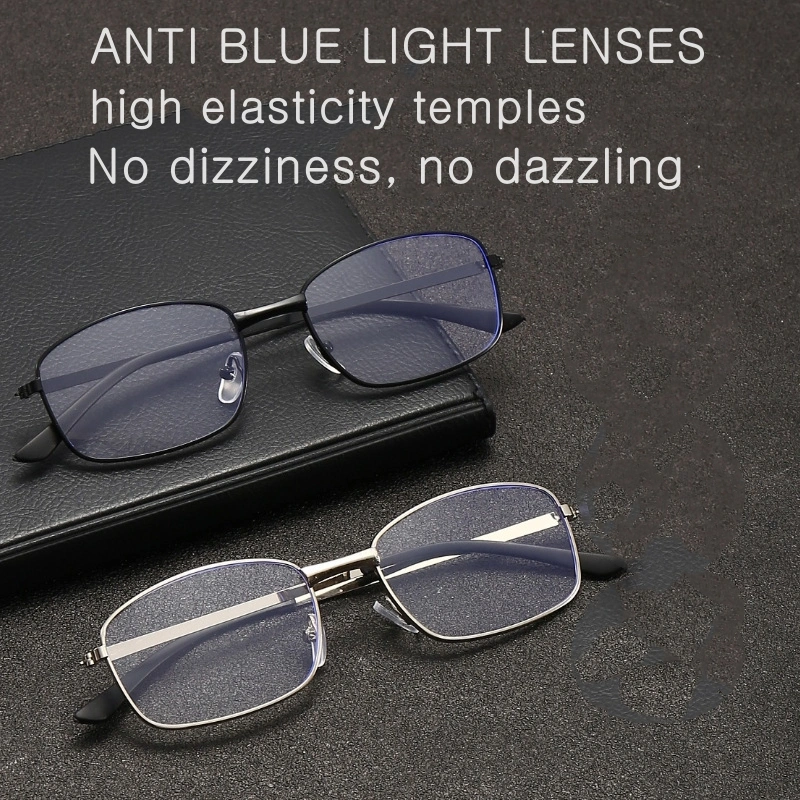 Custom Logo Quality Alloy Frame Silicone Pad Anti Blue Light Reading Glasses