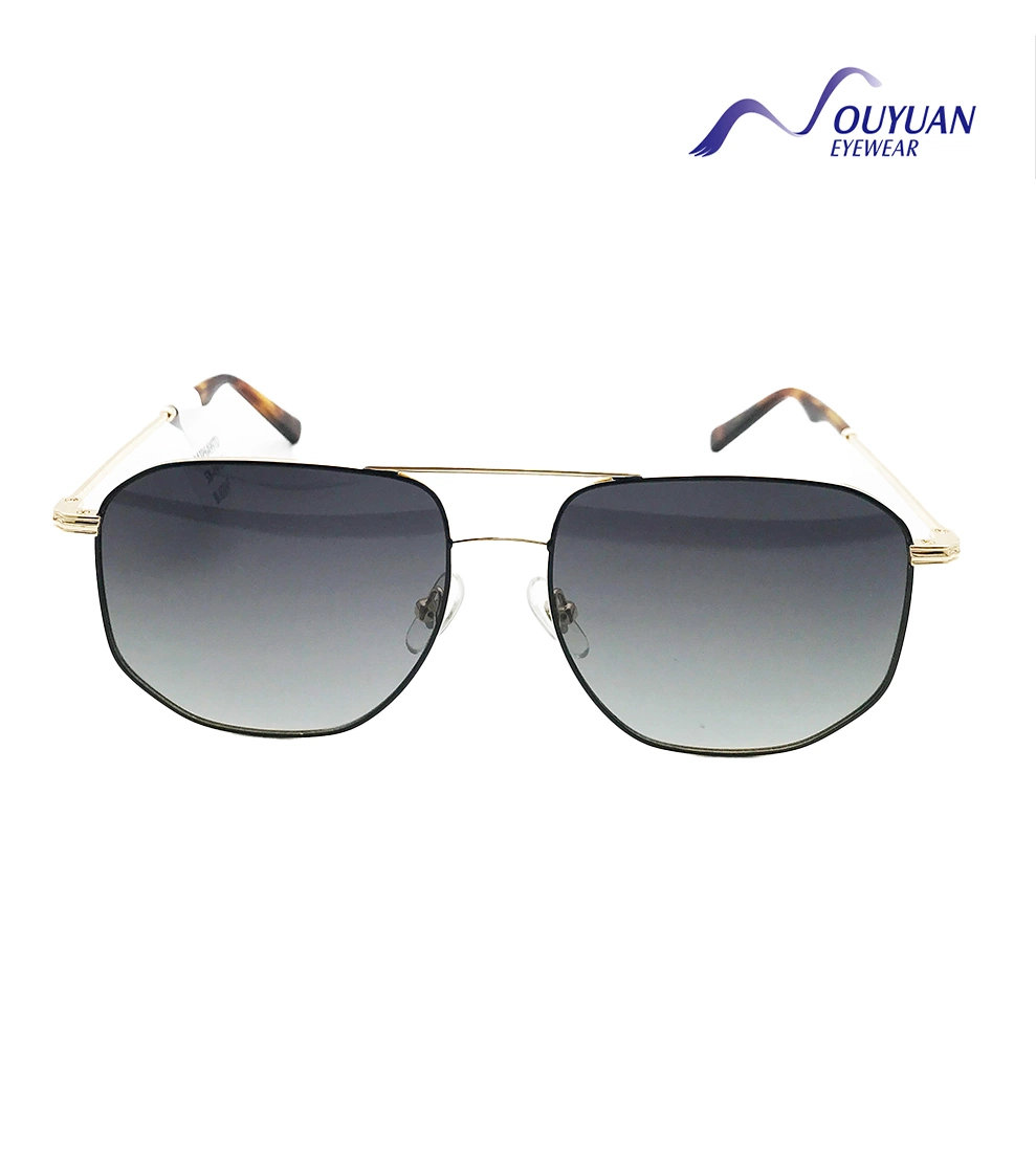 Popular Metal Glod Frame Fashionable UV400 Gradient Black Clear Lenses Sunglasses