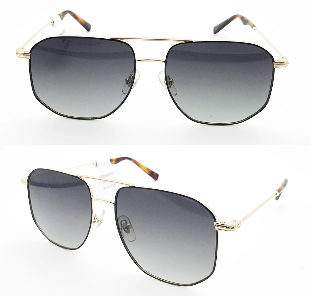 Popular Metal Glod Frame Fashionable UV400 Gradient Black Clear Lenses Sunglasses