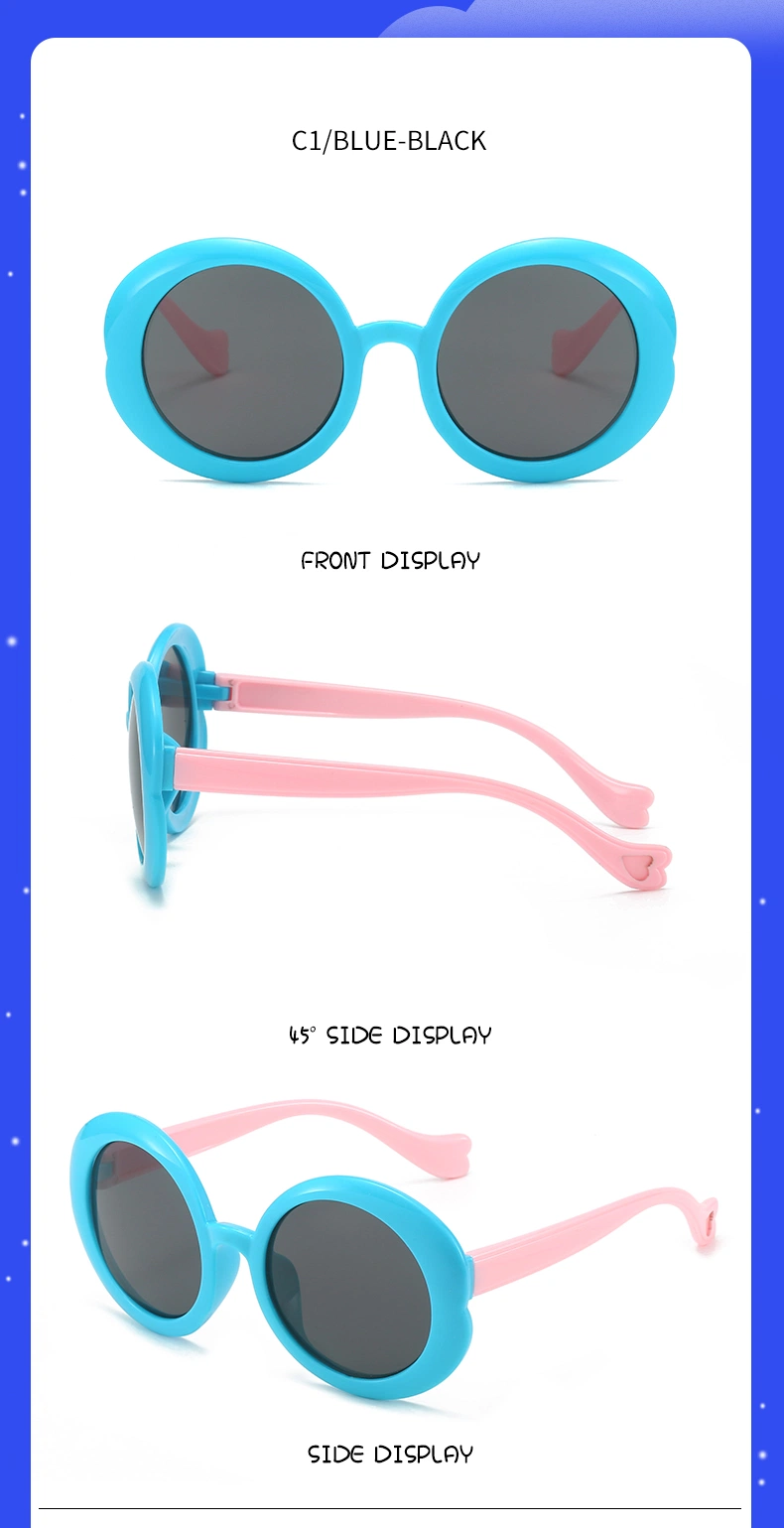 New Design Round Shape Baby Kids PC Plastic Sunglasses Sun Glasses in Stock