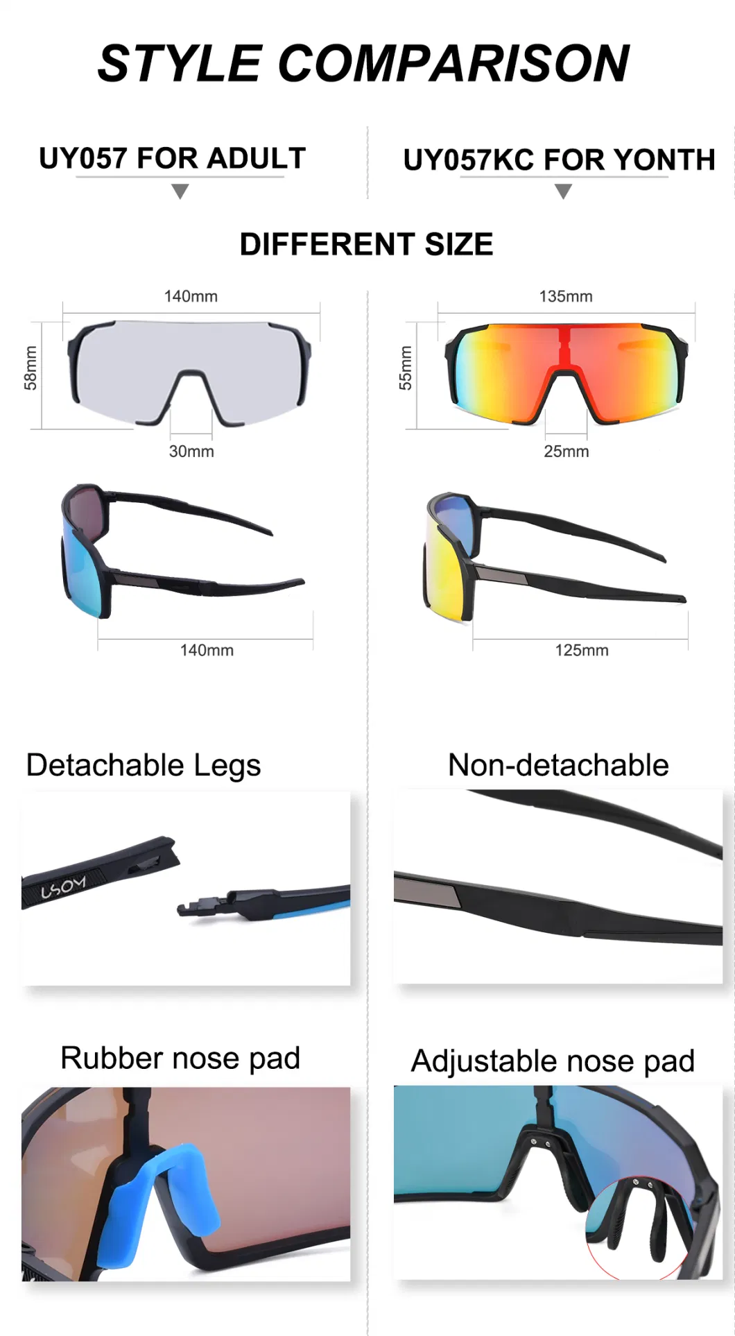 Private Logo New Wholesale Fashion Designer Brand Custom Logo UV400 Changeable Polarized Sports Sunglasses for Bicycle Cycling Running Hiking Fishing Tennis