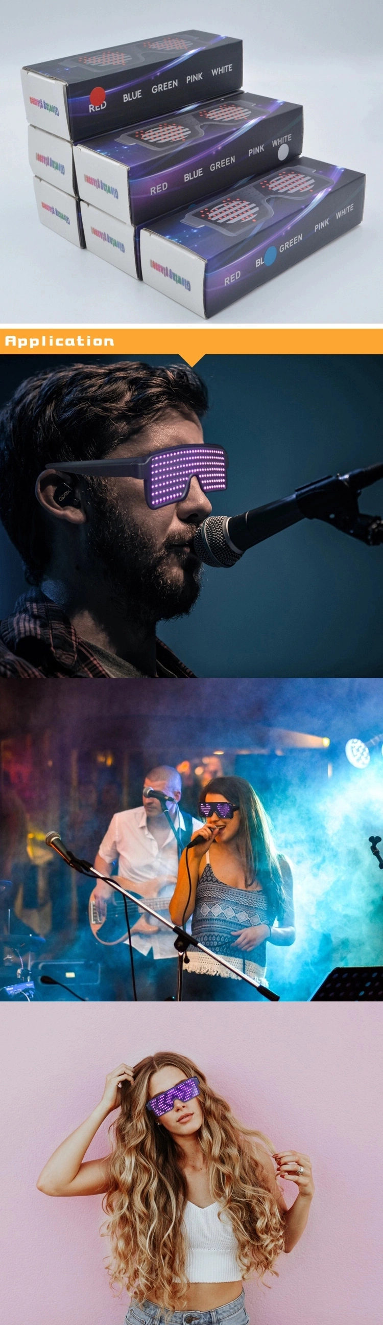 2019 New Product Rechargeable LED Glasses Can Custom Shape