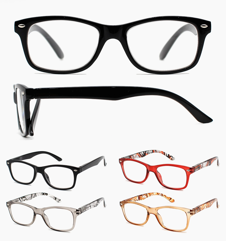 New Fashion Outdoor Slim Square Colorful Temple Reading Eyewear Wholesale Designer Brand Plastic Reading Glasses (WRP20135B)