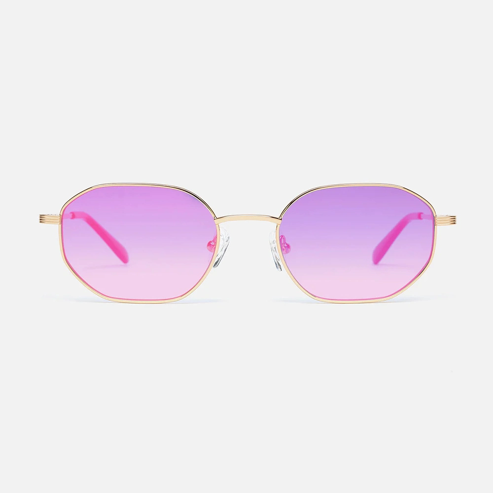 Yeetian Wholesale Luxurious Gold Thin Rim Pink Coating Polarized Custom Sunglasses Men