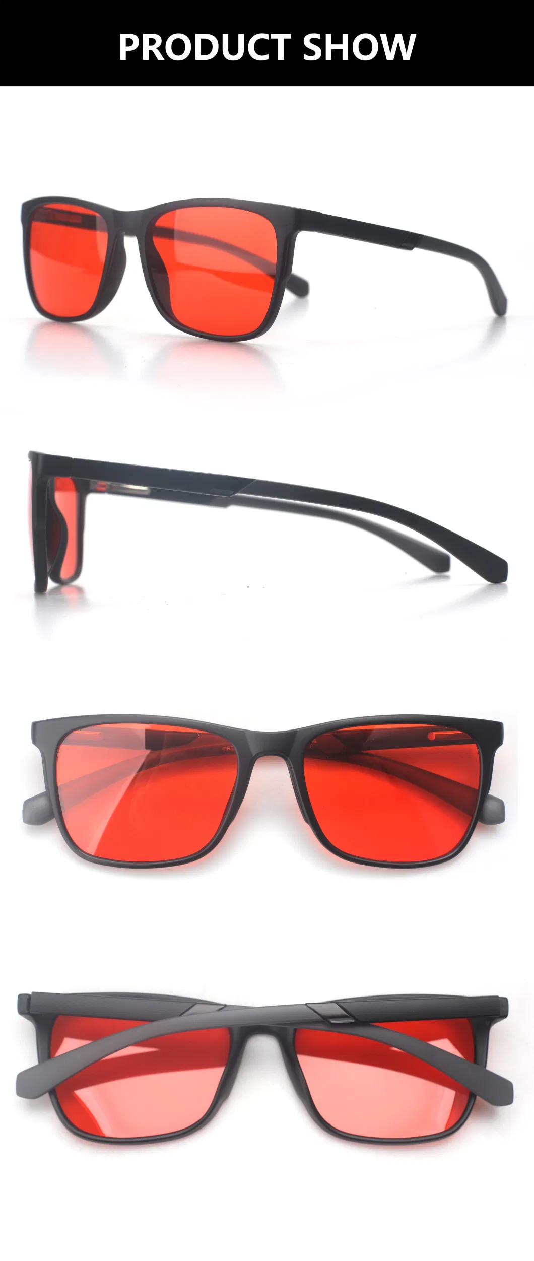 Hot Selling Newest Design Classic Fashion Trend Tr90 Black Square Frame Custom Anti Blue Light Eyewear Women Men Glasses