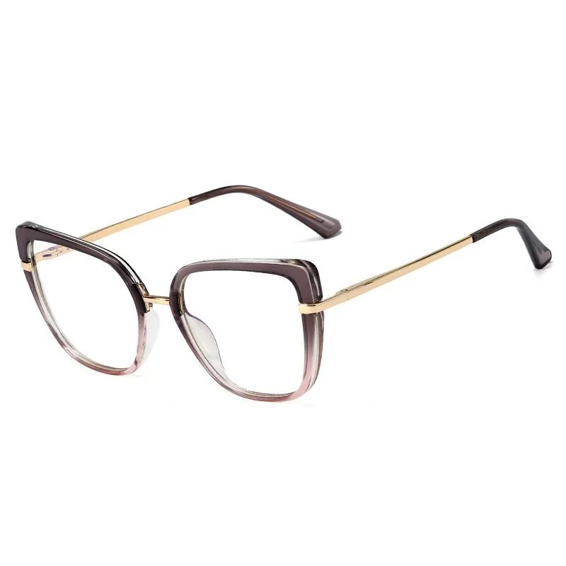 Ready Goods Retro Ladies Optical Frames Tr90 Spring Metal Temples Face-Lift Anti-Blue Myopia Glasses