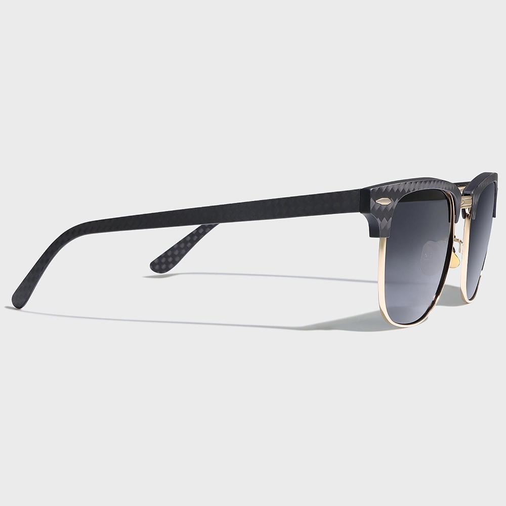 Yeetian Men Club Master Half Frame Design Black Carbon Fiber Polarized Sunglasses