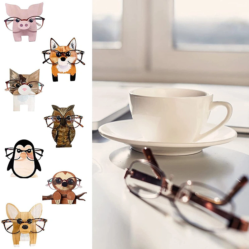 Custom Logo Creative Wooden Small Animal Sunglasses Glasses Display Rack