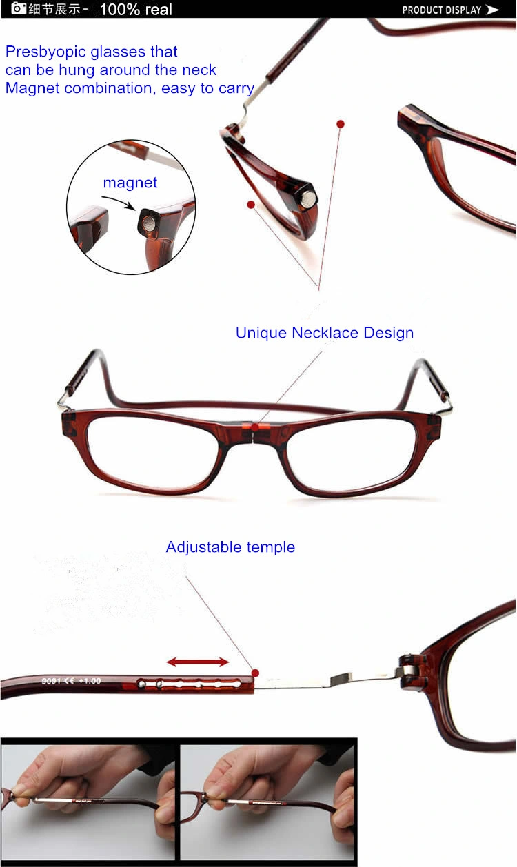 Wholesale New Anti Drop Folding Magnet Neck Hanging Reading Glasses