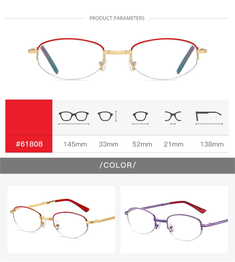 New Product High Quality Trend Half Frame Anti Blue Light Folding Metal Eyewear Women Colorful Reading Glasses