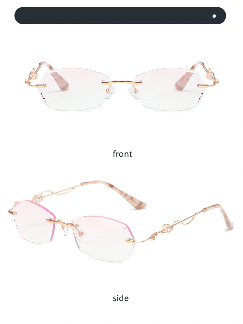2023 Wholesale New Fashionable Metal Frame Luxury Fashion Anti Blue Light Blocking Presbyopia Women Reading Glasses
