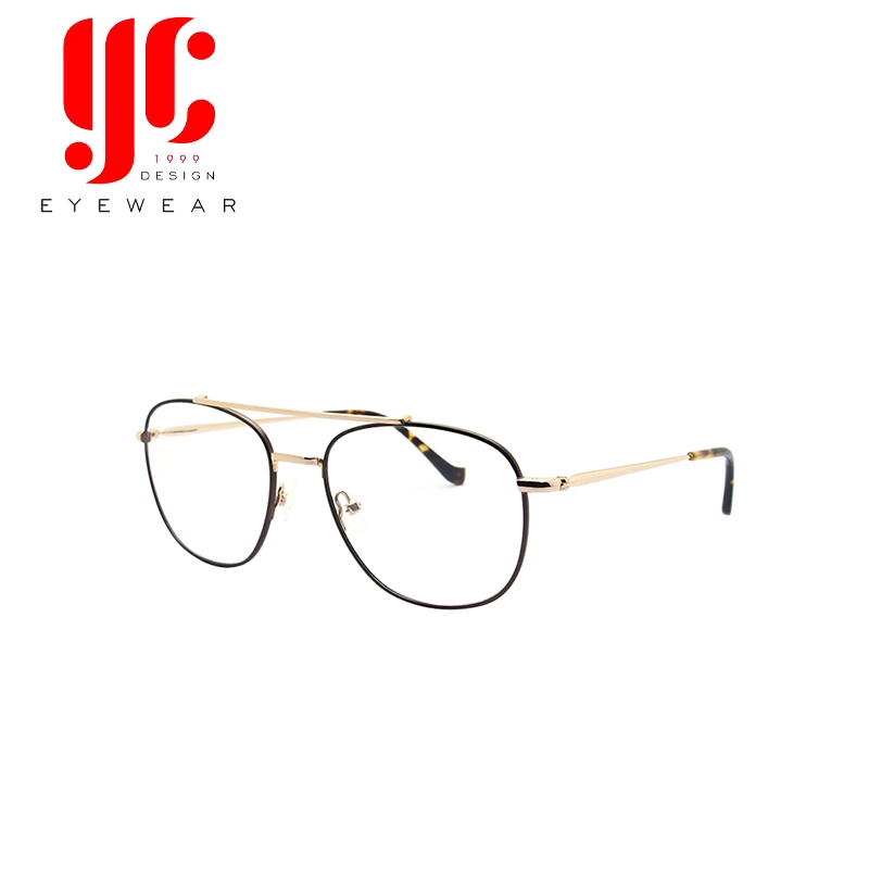 Fashion Double Bridge Metal Glasses with Design Reading Frame Optical Eyewear