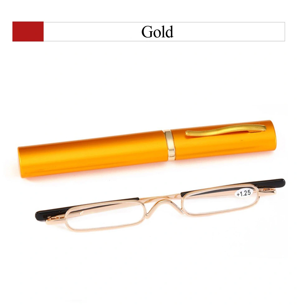 Elegant Metal Frame Ultra-Thin Men Portable Mini Pocket Pen Reading Glasses with Box