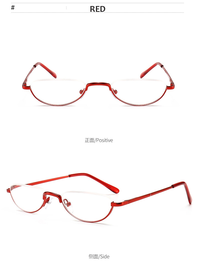 Half Frame Reading Glasses Spring Hinges for Men Women Slim Half Moon Lens Readers Metal Semi Rimless Eyewear