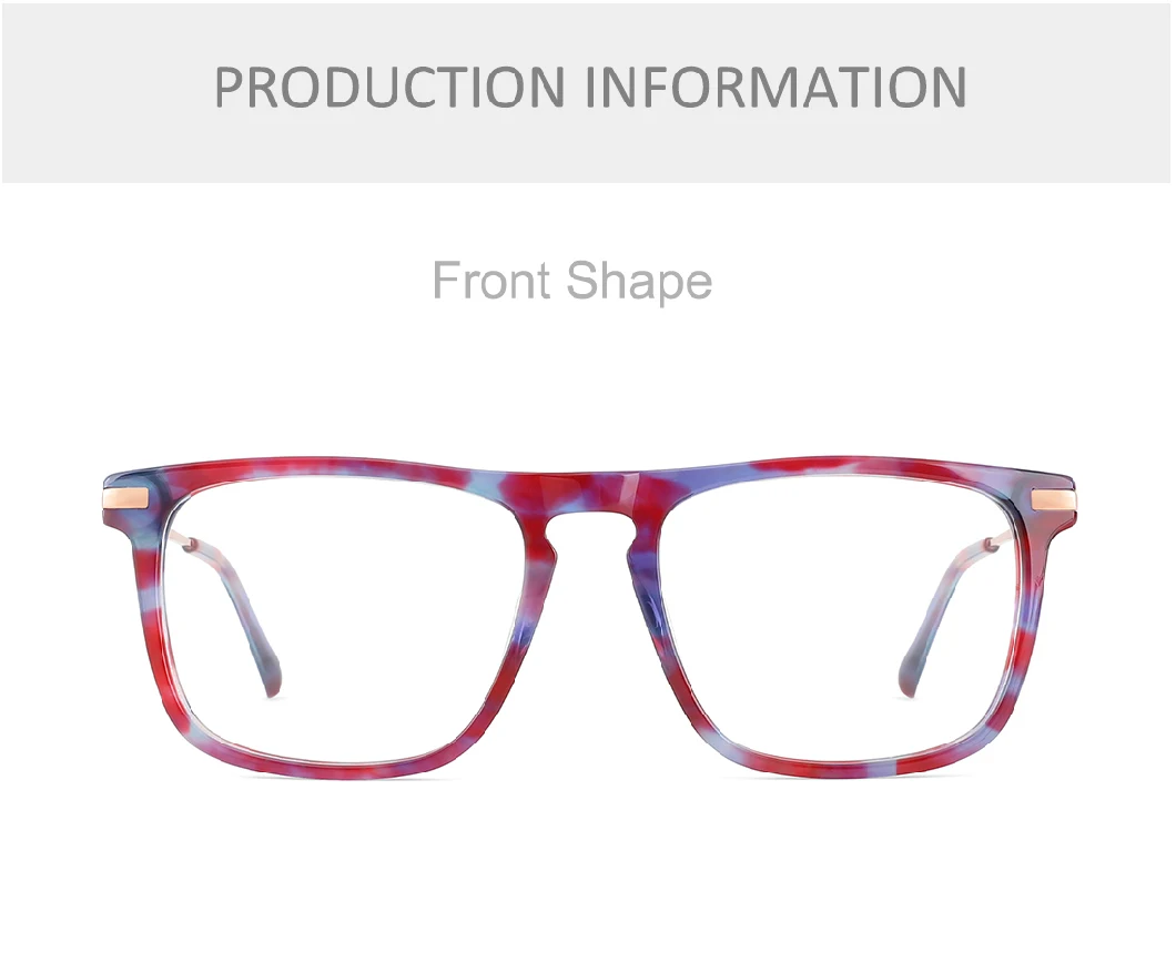 Trend Personality Transparent Polygon Spring Hinge Acetate Metal Combined Glasses