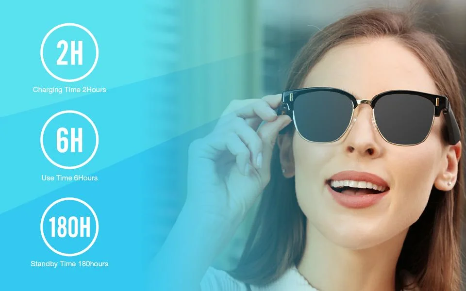 Wireless Glasses 5.0 Smart Waterproof Anti-Blue Light Sunglasses UV Proof Smart Audio Glasses
